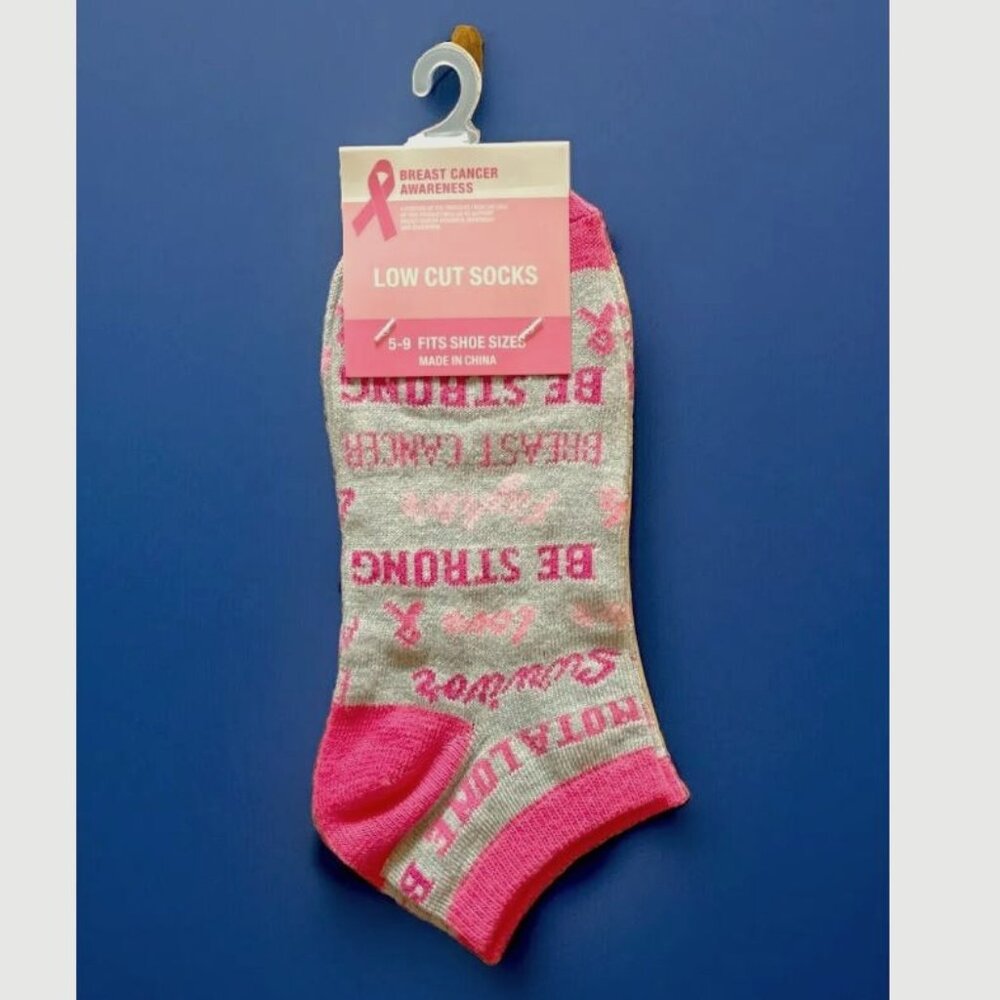 Breast Cancer Awareness Crew Socks Pink Ribbon Ankle Low Rise FREE GIFT WRAPPING